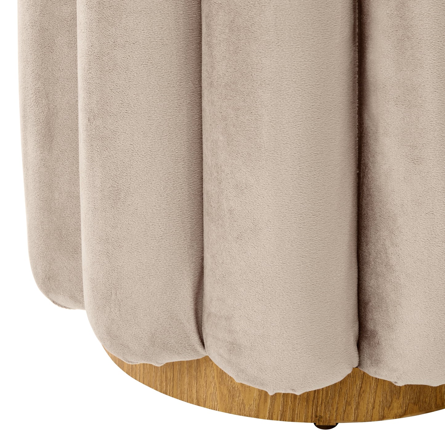 Lillian Velvet Tufted Ottoman, Beige