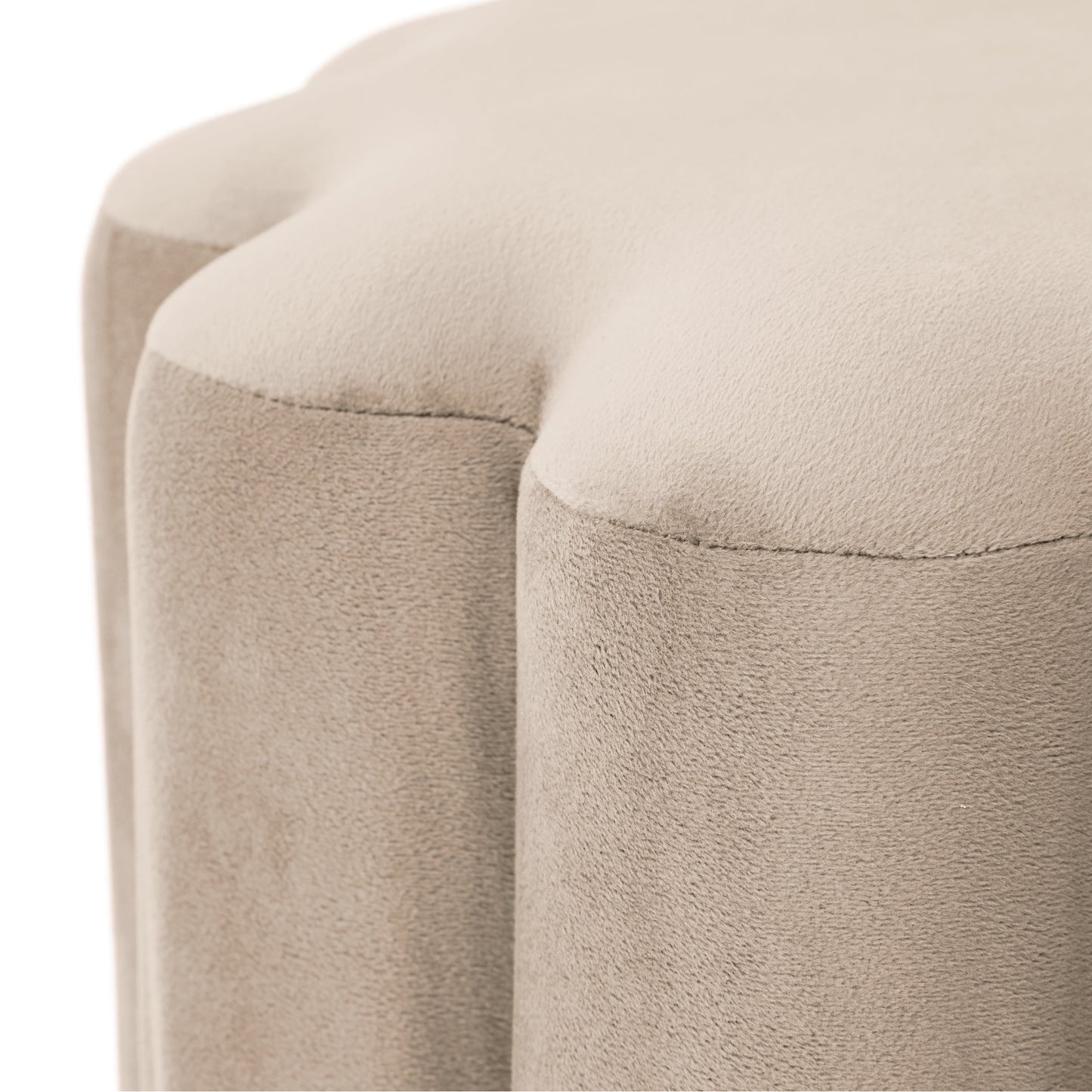 Lillian Velvet Tufted Ottoman, Beige