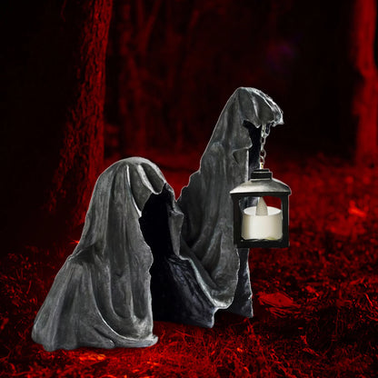 Hell'S Messenger with Lantern, the Ghost Looking for Light Realistic Resin Ghost Sculpture for Halloween Home Garden Decoration Halloween Decorations